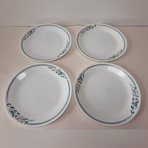 Vintage Corelle Rosemarie 10" Dinner Plates 1990s Pink Tulips Cottagecore 4 set